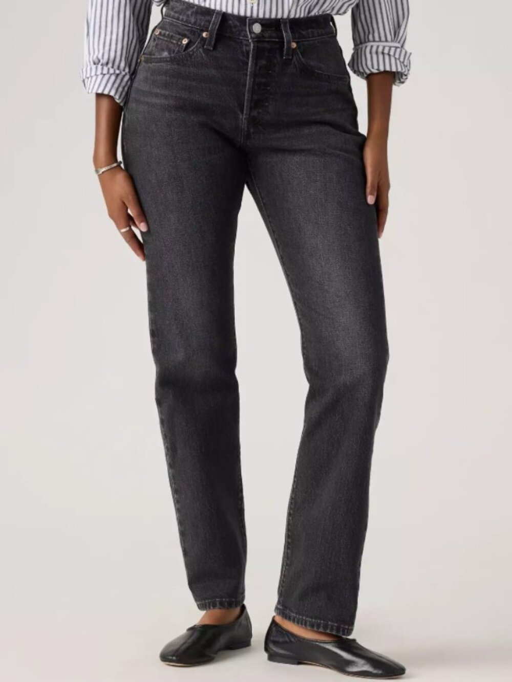 Levi’s 501 Curve Women’s Jeans 26x30 Black High-Rise Straight Leg Cotton Stretch